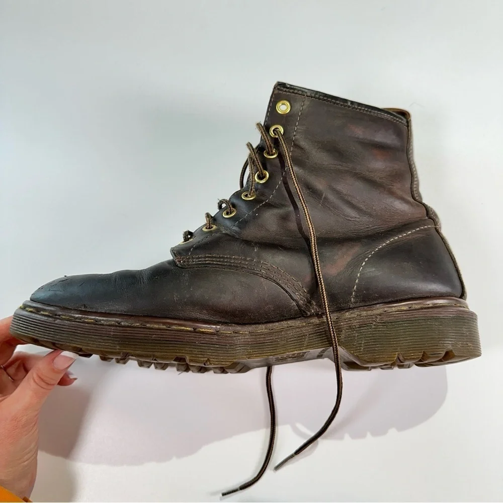 Dr. Martens Made In England Leather Combat Boots Dark Brown Size 10